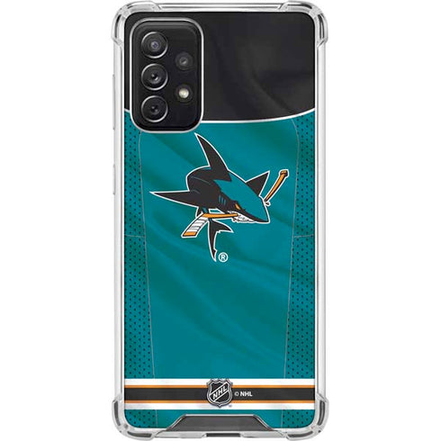 NHL San Jose Sharks Home Jersey Galaxy A72 5G Clear Case
